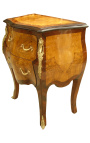 Marquetry bedside dresser 2 drawers with gilded bronzes