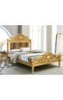 Baroková posteľ leopardí látka a zlaté drevo