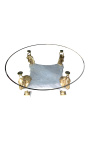 Table de repas ronde en bronze et marbre au décors de chevaux