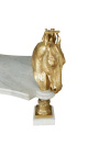 Taula de menjador rodona en bronze i marbre amb decoracions de cavalls