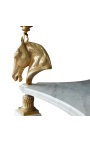 Pyöreä ruokapöytä pronssista ja marmorista koristeltu hevosia