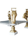 Okrúhly jedálenský stôl s bronzovými a mramorovými dekoráciami koní