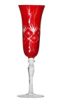 Set of 6 flutes red feet with floral motifs