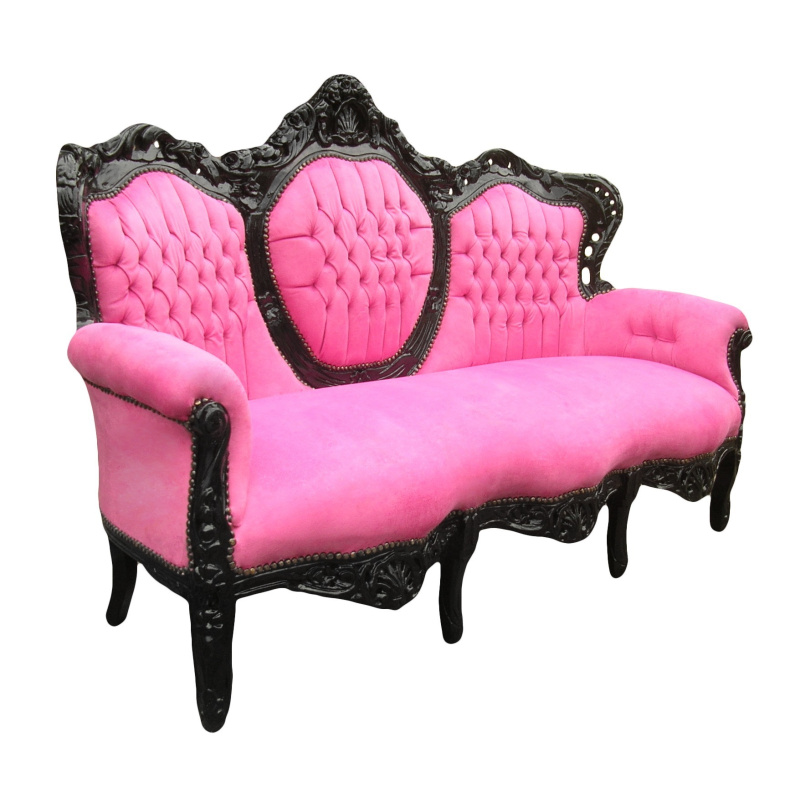 shuttle Uitputting Renderen Baroque sofa fabric pink velvet and black lacquered wood