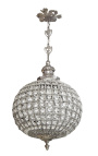 Lustre bola com pendentes de vidro transparente com bronzes prateados