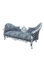 Barockes Medaillon-Sofa im Napoleon-III-Stil, Zebra-Stoff und Holz, Silber