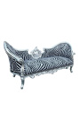 Barockes Medaillon-Sofa im Napoleon-III-Stil, Zebra-Stoff und Holz, Silber