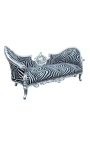 Baroque Napoelon III style medallion sofa zebra fabric and wood silver