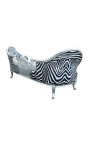 Barockes Medaillon-Sofa im Napoleon-III-Stil, Zebra-Stoff und Holz, Silber