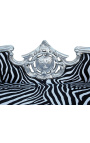 Barockes Medaillon-Sofa im Napoleon-III-Stil, Zebra-Stoff und Holz, Silber