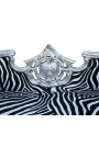 Baroka Napoleona III stila medaljona dīvāna zebras audums un koka sudrabs