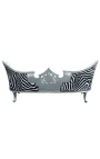 Barockes Medaillon-Sofa im Napoleon-III-Stil, Zebra-Stoff und Holz, Silber