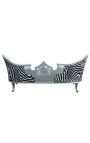 Medalion sofa w stylu barokowym Napoleona III tkanina zebry i drewno srebrne