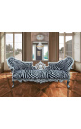 Barok Napoleon III stil medaljon sofa zebra stof og træ sølv