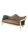 Barroco Sofa Napoléon Tejido de chocolate de estilo III y madera beige