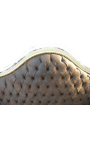 Barroco Sofa Napoléon Tejido de chocolate de estilo III y madera beige