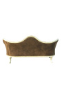 Barroco Sofa Napoléon Tejido de chocolate de estilo III y madera beige