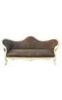 Canapea barocă Napoléon III-stile de ciocolată și lemn beige