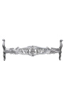 Lit Baroque tissu simili cuir blanc avec strass et bois argent