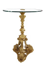 Sokkeltafel Lodewijk XV-stijl brons en glazen blad