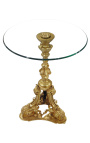 Miza na podstavku v slogu Ludvika XV. bron in steklena plošča