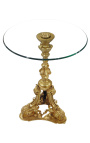 Piedestal bord Louis XV Style bronze og glasplade