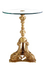 Пиедестална маса Луи XV Стил бронз и стъклен плот