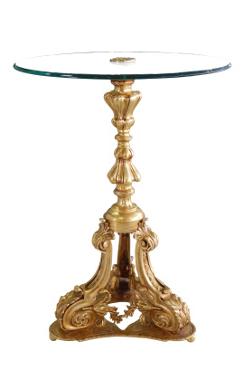 Tavolo su piedistallo Louis XV Stile in bronzo e vetro