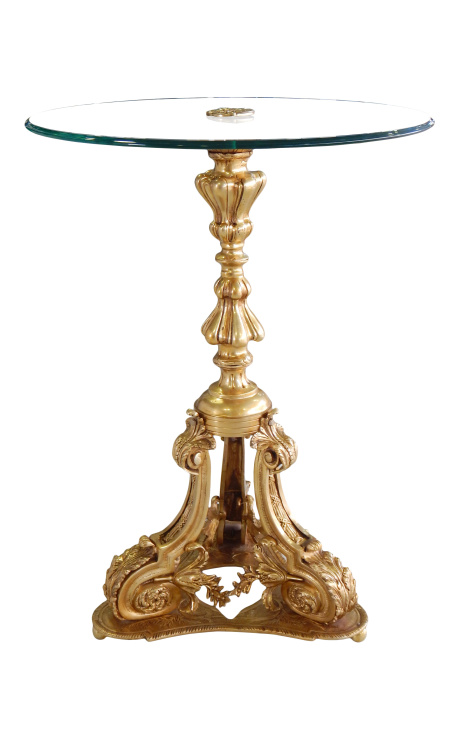 Talapzatú asztal Louis XV Stílusú bronz és üveglap - 1