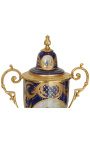 Stor vase emaljeret blå keramik bronze