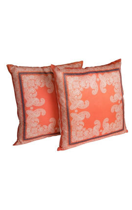 Coussin &quot;Décor de Rinceaux&quot; orange 40 x 40