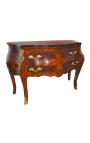 Marquetry dresser 2 drawers Louis XV style with bronzes ormolu