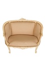 Louis XV style sofa beige linen fabric and beige wood color