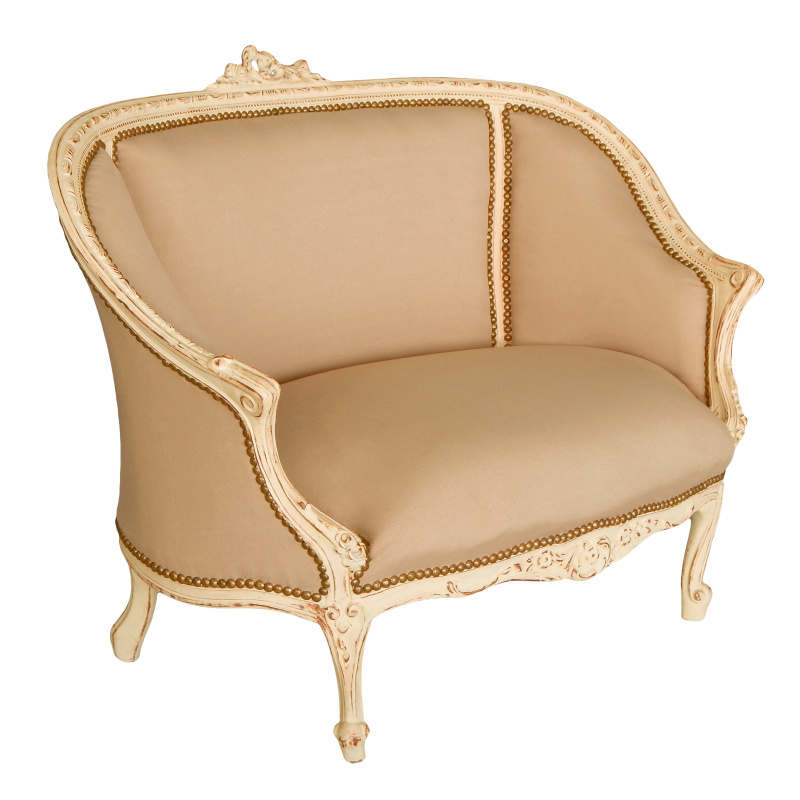 Sofa Louis Xv Style Beige Linen Color Fabric And Wood Antique Louis Xv Style Sofa Beige Linen Fabric And Wood Color