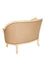 Louis XV style sofa beige linen fabric and beige wood color