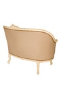 Louis XV style sofa beige linen fabric and beige wood color