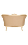 Louis XV style sofa beige linen fabric and beige wood color