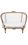 Louis XVI stil soffa vitt tyg och guld trä färg