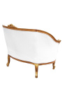 Louis XVI stil sofa hvidt stof og guld træ farve