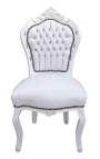 Baroque rococo style chair white leatherette and white wood