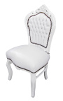 Baroque rococo style chair white leatherette and white wood