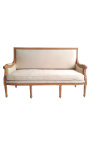 Diivan Louis XVI Style Easy Fross Beige Linen Fabric ja looduslik puit - 1
