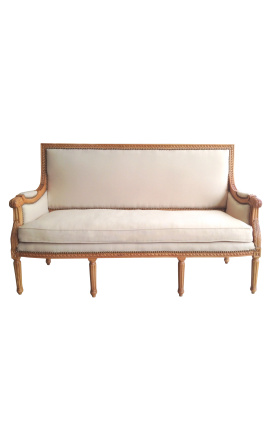 Sofá Louis XVI Estilo Cadeira fácil de linho bege tecido e madeira natural - 1