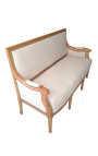 Diivan Louis XVI Style Easy Fross Beige Linen Fabric ja looduslik puit - 14