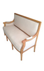 Sofa Louis XVI style easy chair beige linen fabric and natural wood - 15