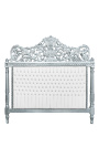 Baroque bed fabric leatherette white with rhinestones and silvered wood