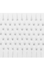 Lit Baroque tissu simili cuir blanc avec strass et bois argent