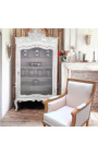 Grande bergère louis XVI tessuto beige lino e legno naturale
