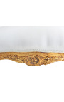 Bank in Lodewijk XVI-stijl in witte stof en goudkleurige houtkleur