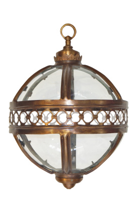Lanterna tonda da ingresso in bronzo patinato 40 cm